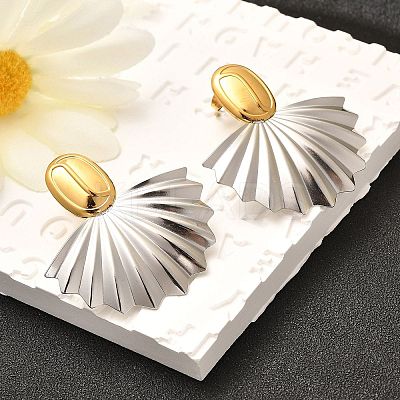 304 Stainless Steel Two Tone Stud Earrings EJEW-F355-04GP-05-1
