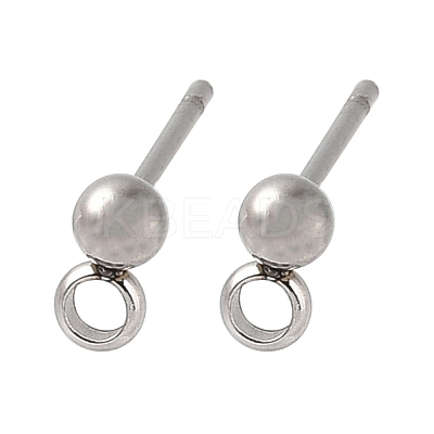 304 Stainless Steel Ball Post Stud Earring Findings X-STAS-Z035-01P-G-1