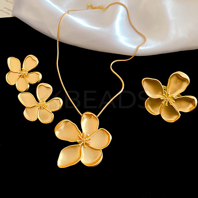 Alloy & Brass Pendant Necklace & Stud Earrings & Ring Sets for Women WG98584-01-1