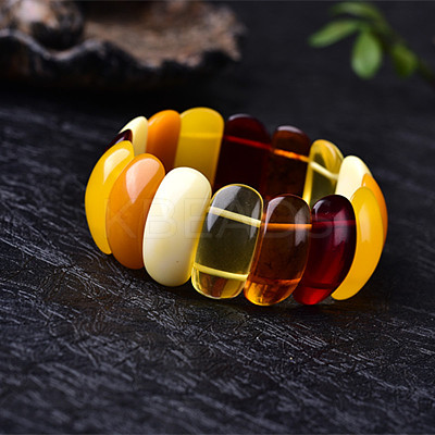 Rectangle Synthetic Amber Stretch Bracelets for Women FIND-PW0021-03-1-1