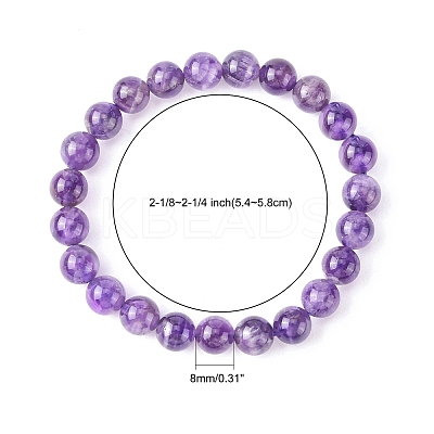 Natural Amethyst Round Beaded Stretch Bracelet BJEW-F293-04A-1
