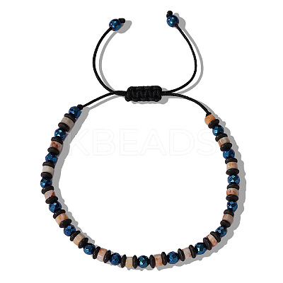 Natural Gemstone & Synthetic Non-magnetic Hematite Beads Braided Bead Bracelets YO1115-1-1