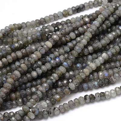 Natural Labradorite Rondelle Bead Strands G-O095-05-B-1
