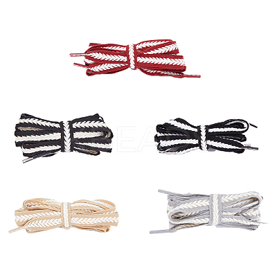 5 Pairs 5 Colors Two Tone Flat Polyester Braided Shoelaces DIY-FH0005-41A-02-1