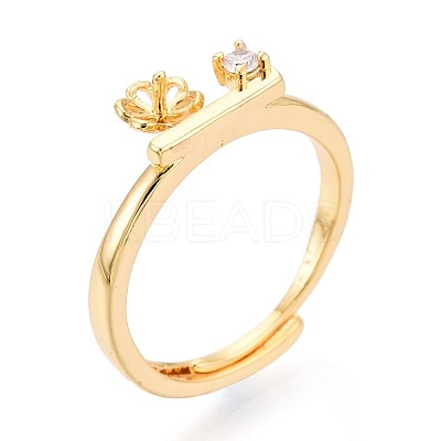 Flower Brass Micro Pave Cubic Zirconia Cup Peg Ring Settings LS-KK-N274-31G-1
