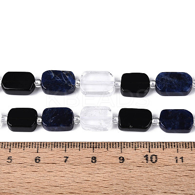 Natural Obsidian & Sodalite & Quartz Crystal Beads Strands G-N358-02A-02-1