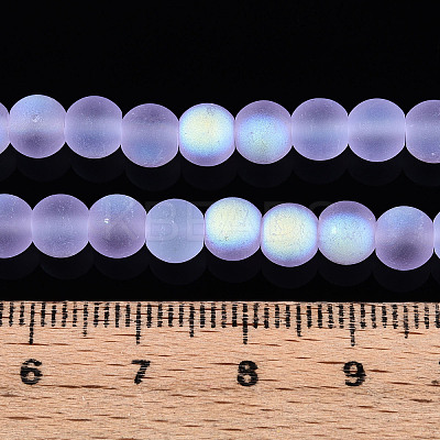 Frosted Transparent Glass Beads Strands GLAA-T032-T6mm-MBB01-1