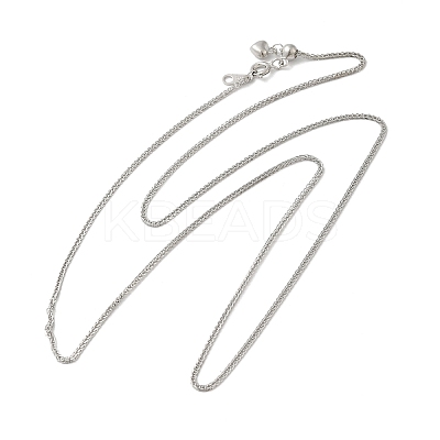 Anti-Tarnish Rhodium Plated 925 Sterling Silver Wheat Chains Necklace for Women STER-I021-02A-P-1