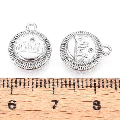 Brass Micro Pave Clear Cubic Zirconia Charms KK-N267-15P-1
