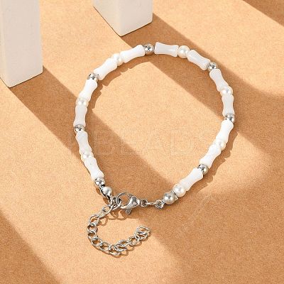 304 Stainless Steel Beaded Bracelets for Women BJEW-M056-08P-03-1