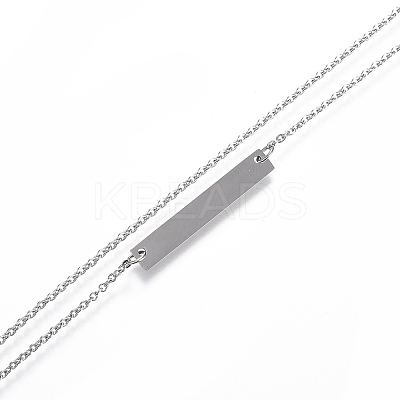 Non-Tarnish 304 Stainless Steel Rectangle Pendant Necklaces STAS-I166-35P-1