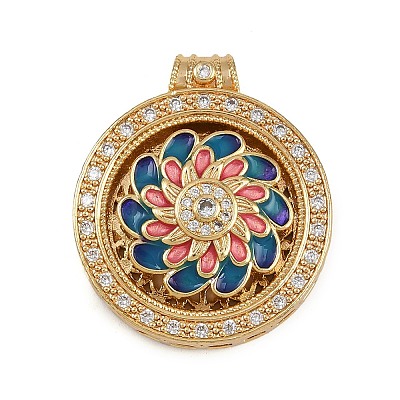 Brass Micro Pave Cubic Zirconia Rotating Pendants KK-P332-02B-G-1