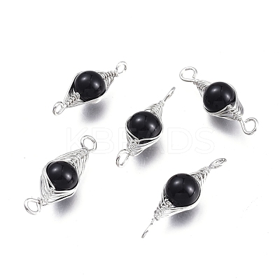 Natural Obsidian Links Connectors G-K305-A06-P-1