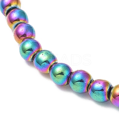 Synthetic Non-Magnetic Hematite Round Beaded Stretch Bracelets BJEW-E080-03A-1