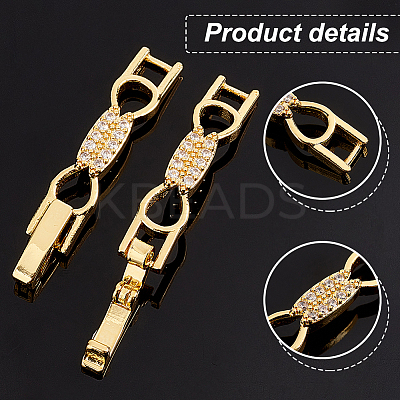 8Pcs 2 Colors Bowknot Rack Plating Brass Micro Pave Clear Cubic Zirconia Watch Band Clasps ZIRC-PH0001-32-1
