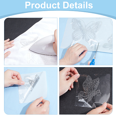 Butterfly Glass Hotfix Rhinestone FIND-WH0420-123-1