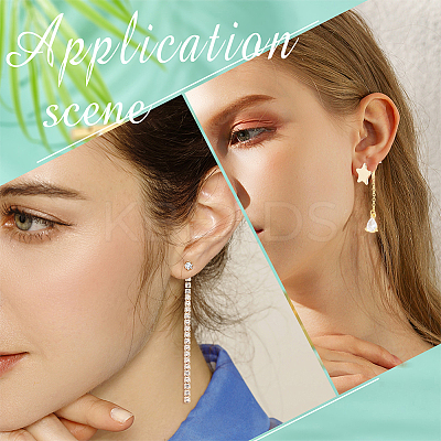 8Pcs 2 Style Brass Ear Nuts with Crystal Rhinestone Tassel KK-SC0003-14-1