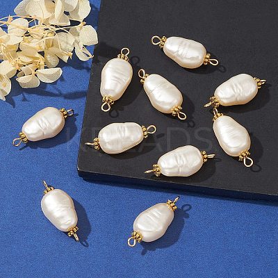 Acrylic Imitation Pearl Connector Charms PALLOY-YW0001-51-1