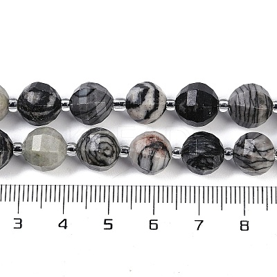 Natural Black Netstone Beads Strands G-G182-B08-05-1