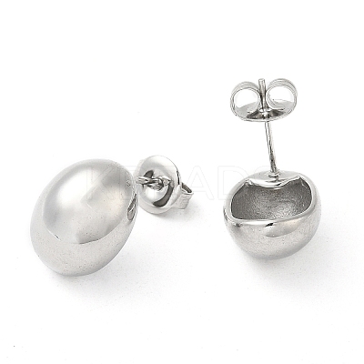 Non-Tarnish 304 Stainless Steel Oval Stud Earrings EJEW-Z022-12P-1