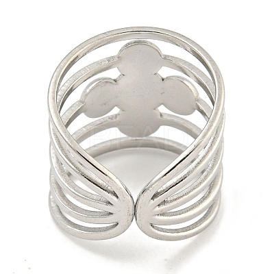 Non-Tarnish 304 Stainless Steel Cross Wide Open Cuff Ring Components RJEW-A043-06P-1