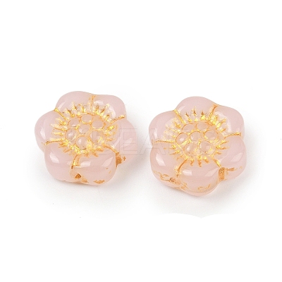 Baking Paint and Golden Metal Enlaced Glass Beads DGLA-T004-10G-1