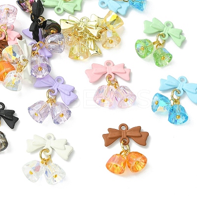 16Pcs 8 Colors Alloy & Glass Pendants PALLOY-YW00166-1