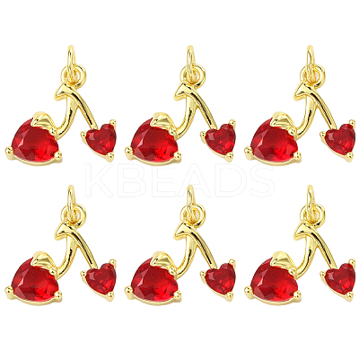 6Pcs Brass Micro Pave Clear Cubic Zirconia Pendants KK-SC0006-90-1
