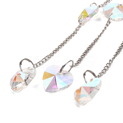Natural Rose Quartz Chip & Iron Suncatchers HJEW-G028-03B-1