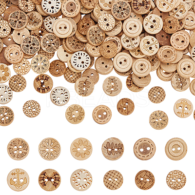 240Pcs 12 Styles 4-Hole Coconut Buttons DIY-AR0004-67-1