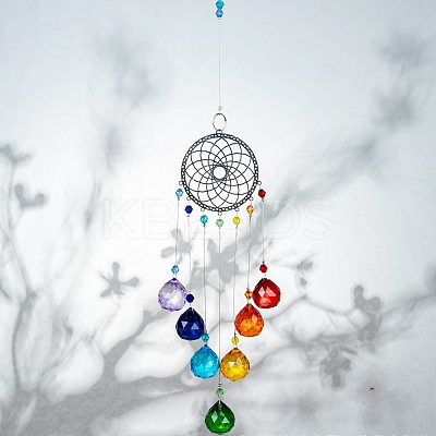 Crystals Chandelier Suncatchers Prisms Chakra Hanging Pendant AJEW-Q142-04-1