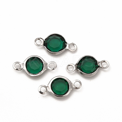 304 Stainless Steel with Glass Connector Charms STAS-G305-08P-07-1