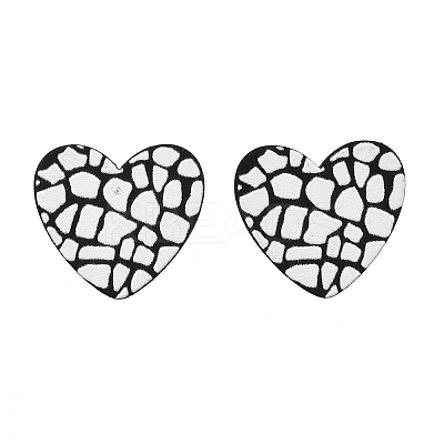 Heart Acrylic Printed Stud Earrings for Women EJEW-G418-01F-1