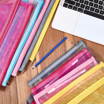 6Pcs 6 Colors Nylon Mesh Pen Bag AJEW-CP0006-77-1