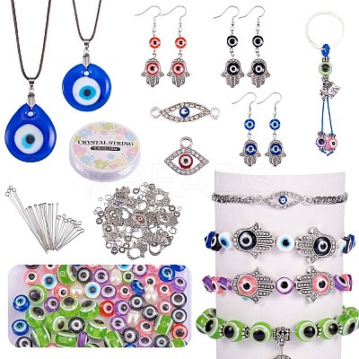 DIY Evil Eye Jewelry Set Making Kits DIY-SZ0007-79-1