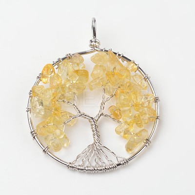 Tree of Life Natural Citrine Big Pendants X-G-L455-D06-1