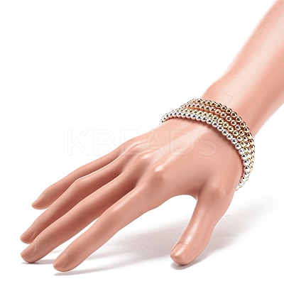 Synthetic Hematite Round Beaded Stretch Bracelet BJEW-JB08582-1
