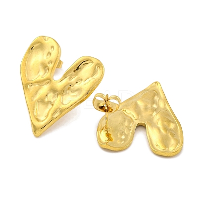 Heart Ion Plating(IP) 304 Stainless Steel Stud Earrings EJEW-H013-34G-1