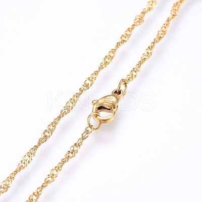 304 Stainless Steel Singapore Chain Necklaces MAK-L015-25B-1