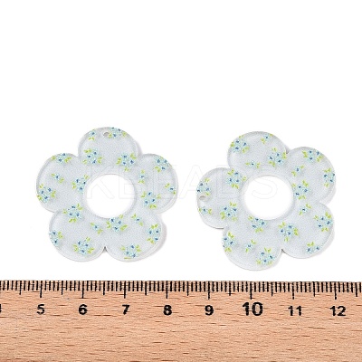Flower Theme Printed Acrylic Pendants OACR-T028-06B-1