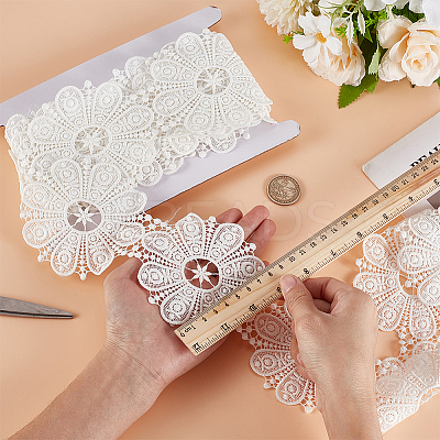 4 Yards Flower Polyester Embroidery Lace Ribbon OCOR-MA0001-41A-1