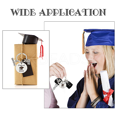 9Pcs 9 Style Graduation Theme 201 Stainless Steel Keychain Clasps KEYC-PH0001-52-1