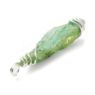 Electroplated Raw Rough Natural Quartz Crystal Copper Wire Wrapped Pendants PALLOY-JF02412-02-1