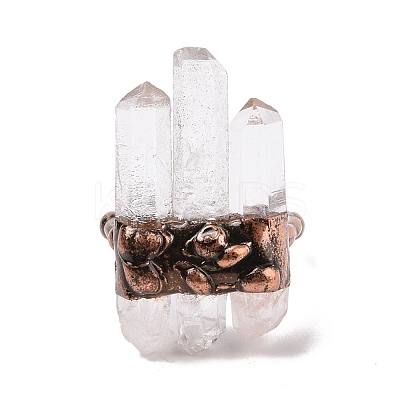 Triple Natural Quartz Crystal Irregular Bullet Open Cuff Ring G-I330-16R-1