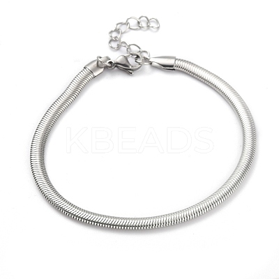 Tarnish Resistant 304 Stainless Steel Flat Snake Chain Bracelets BJEW-O186-06B-P-1