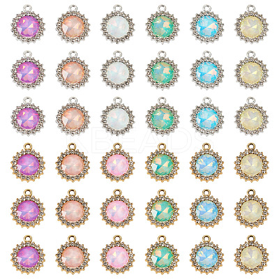 40Pcs 2 Colors UV Plating Alloy with Mixed Color Glass Rhinestone Pendants FIND-PJ0001-40-1