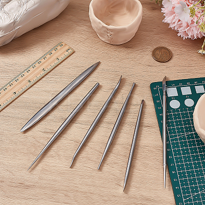 6Pcs 6 Styles Stainless Steel Polymer Clay Sculpting Detail Tool TOOL-FG0001-42-1