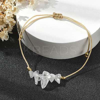 Natural Quartz Crystal Chips Braided Bead Bracelets BJEW-JB09851-04-1