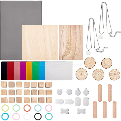 DIY Sublimation Blank Geometry Pet Tag Pendant Necklace Making Findings Kit DIY-BC0005-31-1