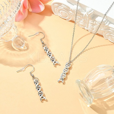 DNA Double Helix Alloy Pendant Necklaces & Danhle Earrings Jewelry Sets SJEW-JS01279-1